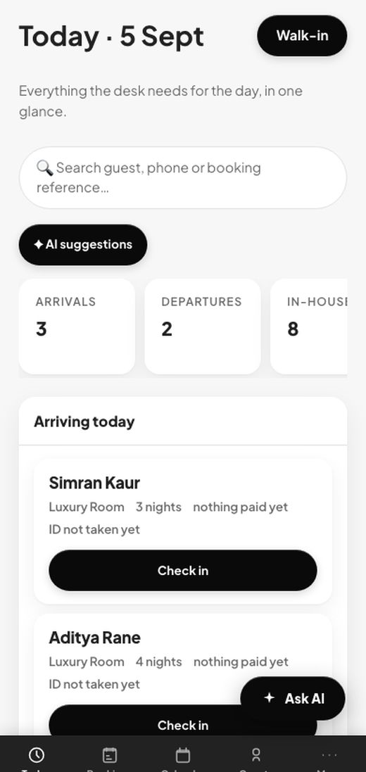 Front desk app